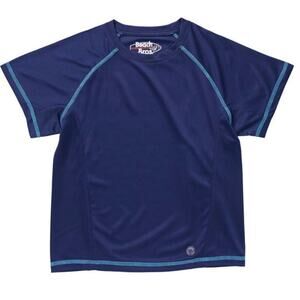 NWT Beach Bros Boys UPF 50+ Swim Rash Guard Navy Blue Short Sleeve (Size 8)